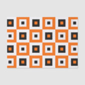 Oranges Schwarz-Weiß karierte Quadrate Muster Seidenpapier (Vorderseite)