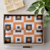 Oranges Schwarz-Weiß karierte Quadrate Muster Seidenpapier (Geschenk)