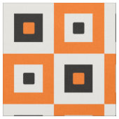 Oranges Schwarz Weiß karierte Quadrate Muster Stoff (Nahaufnahme)