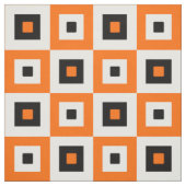 Oranges Schwarz Weiß karierte Quadrate Muster Stoff (Muster)