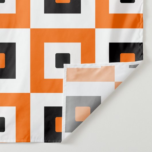 Oranges Schwarz Weiß karierte Quadrate Muster Stoff