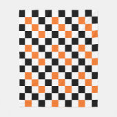 Oranges Schwarz-Weiß kariertes Musterdesign Fleecedecke (Vorderseite)