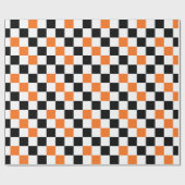 Oranges Schwarz Weiß Karomuster Design  Geschenkpapier (Flach)