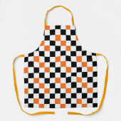 Oranges Schwarz Weiß Karomuster Design  Schürze (Vorderseite)