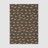 Oranges schwarzes Halloween Fledermausmuster Seidenpapier (Vorderseite)
