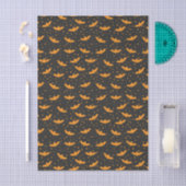 Oranges schwarzes Halloween Fledermausmuster Seidenpapier (Handwerk)