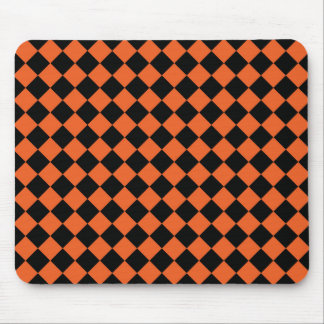 Oranges Schwarzes Harlekin-Diamant-Karo-Muster Mousepad