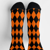 Oranges Schwarzes Harlekin-Diamant-Schachbrett-Des Socken (Oben)
