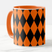 Oranges Schwarzes Harlekin-Diamant-Schachbrettmust Tasse