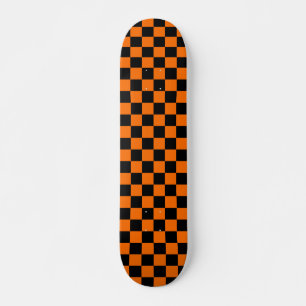 Oranges Schwarzes Karomuster Skateboard