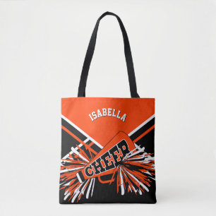 Oranges, schwarzes und weißes Cheerleader-Design Tasche