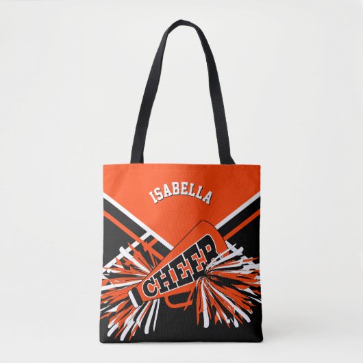 Oranges, schwarzes und weißes Cheerleader-Design Tasche (Vorderseite)