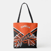 Oranges, schwarzes und weißes Cheerleader-Design Tasche (Rückseite)