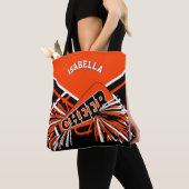 Oranges, schwarzes und weißes Cheerleader-Design Tasche (Von Nahem)