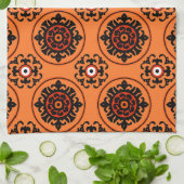 Oranges Suzani-Muster Geschirrtuch (Gefaltet)