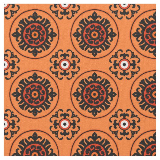 Oranges Suzani-Muster Stoff (Nahaufnahme)