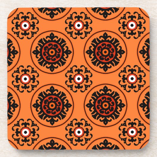 Oranges Suzani-Muster Untersetzer (Vorderseite)