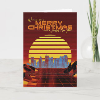 Oranges Synthwave-Christmas-Karte Feiertagskarte