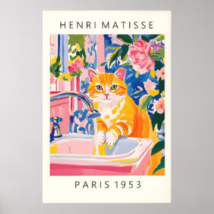 Oranges Taby Katzen Kunst Druck Matisse Stil Badez Poster