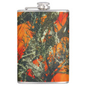 Oranges Tarnmuster Design Flachmann (Vorderseite)