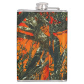 Oranges Tarnmuster Design Flachmann (Rückseite)