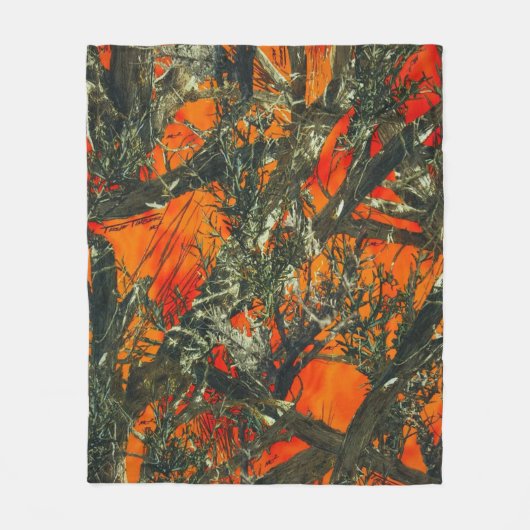 Oranges Tarnmuster Design Fleecedecke (Vorderseite)