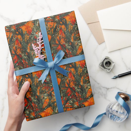Oranges Tarnmuster Design Geschenkpapier (Schenken)