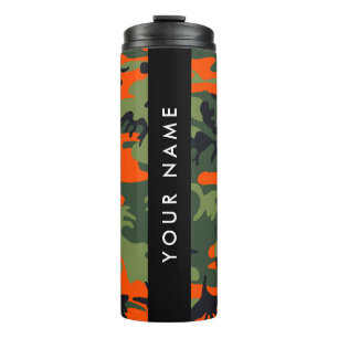 Oranges Tarnmuster, Ihr Name, Personalisieren Thermosbecher