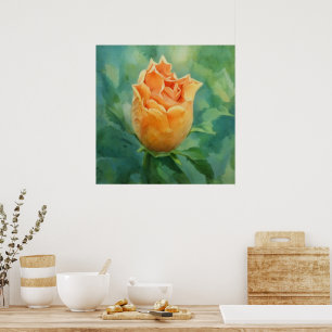 Oranges Tropisches Blumen Blumen Kunst Poster