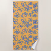 Oranges und blaues florales Strandtuch (Vorderseite)