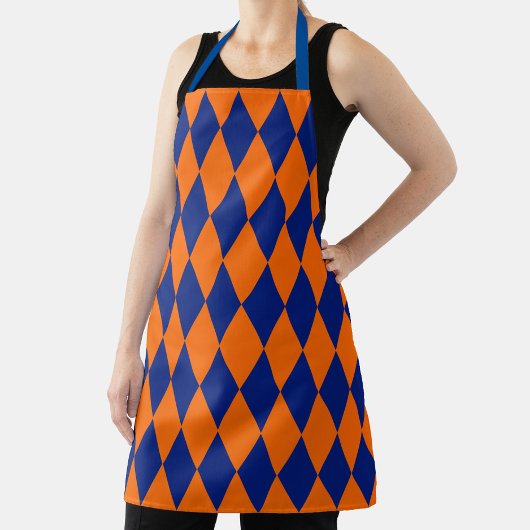 Oranges und blaues Harlekin-Karo-Design  Schürze