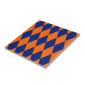 Oranges und blaues Harlekin-Karomuster Fliese (Seite)