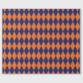 Oranges und blaues Harlekin-Karomuster  Geschenkpapier (Flach)