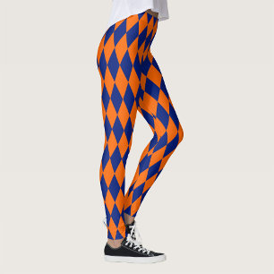 Oranges und blaues Harlekin-Karomuster  Leggings