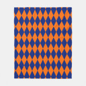 Oranges und blaues Harlekin-Karuomuster-Design Fleecedecke (Vorderseite)