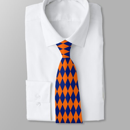 Oranges und blaues Harlekin-Karuomuster Design Krawatte
