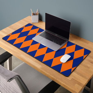Oranges und blaues Harlekin-Karuomuster Design Schreibtischunterlage