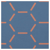 Oranges und blaues Sechseckmuster Stoff (Nahaufnahme)