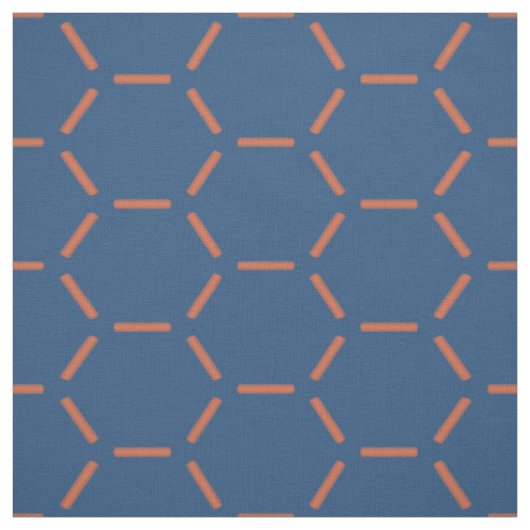 Oranges und blaues Sechseckmuster Stoff (Muster)
