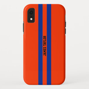 Oranges und Blaues Streifenmuster Monogramm Case-Mate iPhone Hülle