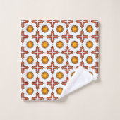 Oranges und gelbes Mandala-Muster Badhandtuch Set (Waschlappen)