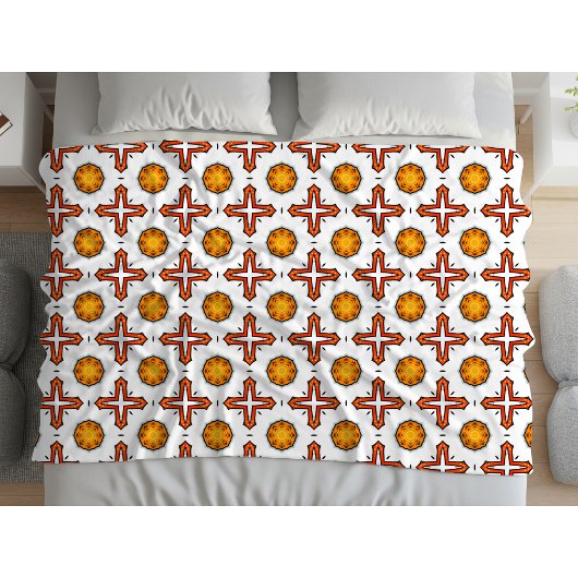 Oranges und gelbes Mandala-Muster Fleecedecke