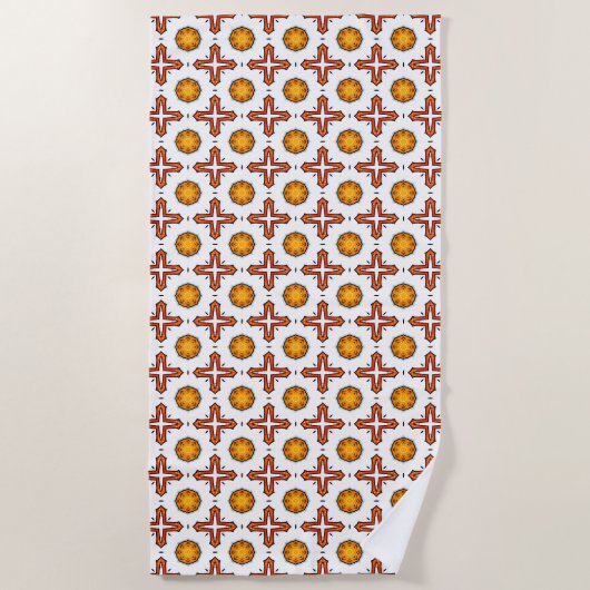 Oranges und gelbes Mandala-Muster Strandtuch (Vorderseite)