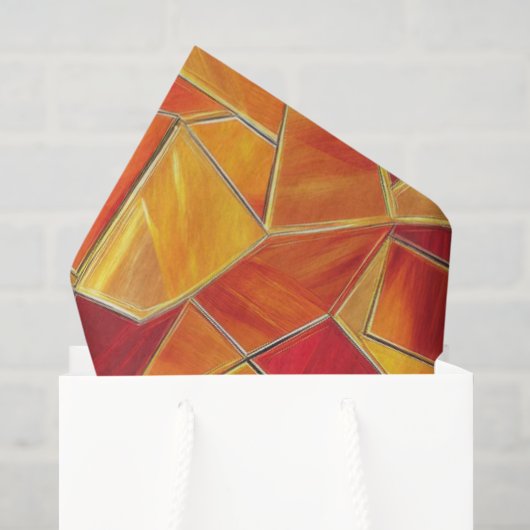 Oranges und goldenes Glasmosaik-Muster Seidenpapier (Geschenktüte)