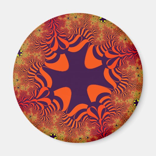Oranges und Lila Kreuz Magnet (Vorne)