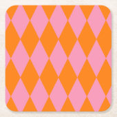 Oranges und rosa Harlekin Karomuster Design Rechteckiger Pappuntersetzer (Vorderseite)