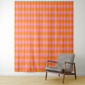 Oranges und rosa Harlekin Karomuster Design  Wandteppich (Beispiel)