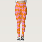 Oranges und rosa Harlekin Karomuster  Leggings (Vorderseite)