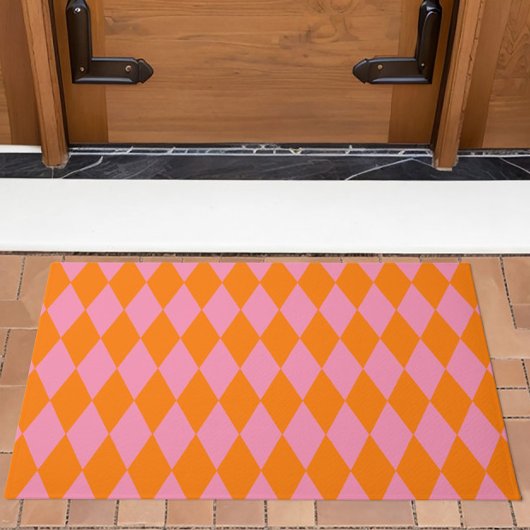 Oranges und rosa Harlekin-Karuomuster-Design  Fußmatte