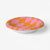 Oranges und rosa Harlekin-Karuomuster-Design Pappteller (Gewinkelt)